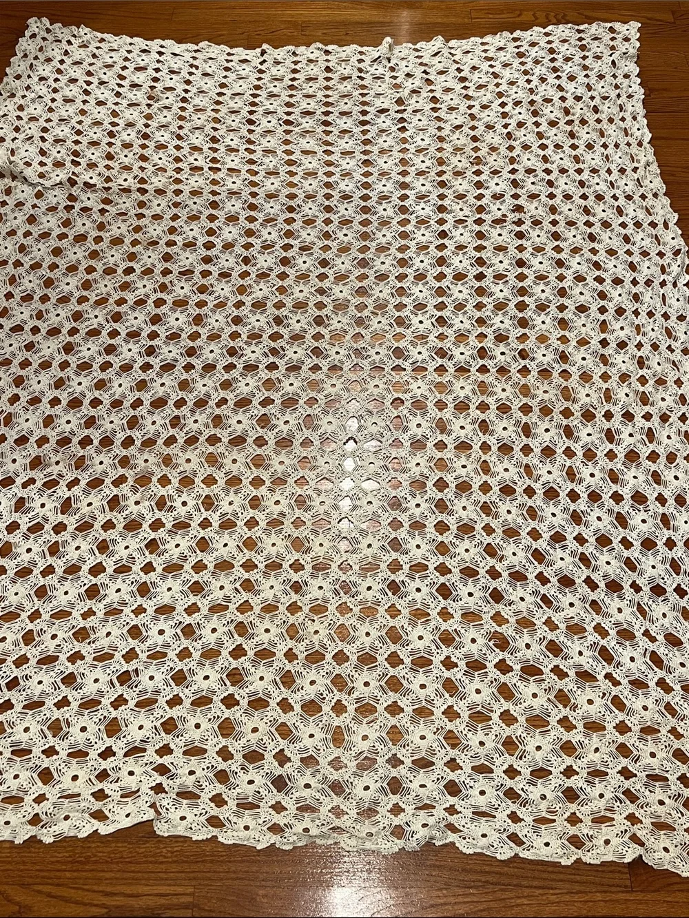 Handmade Crochet Bed Throw Blanket/tablecloth in Cream
